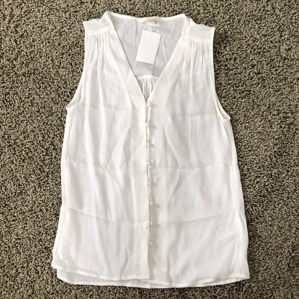 H&M- Buttoned White Tank Top Blouse